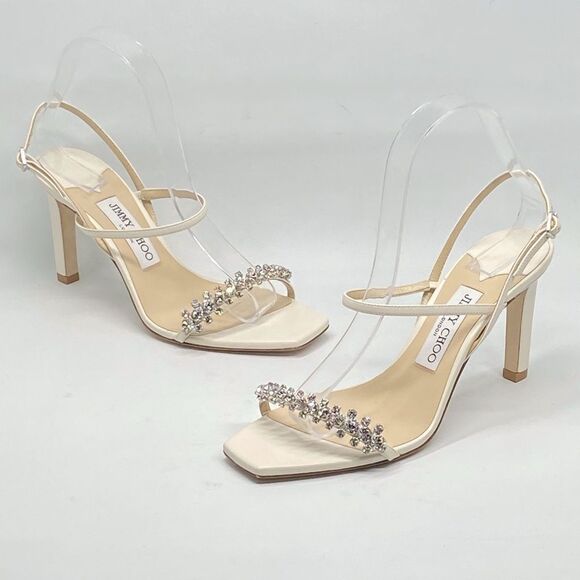 Jimmy Choo Meira Crystal Embellished Nappa Sandal size 37.5 - Picture 10 of 15